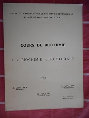 Image du vendeur pour Cours de biochimie - 1. Biochimie structurale mis en vente par Frederic Delbos