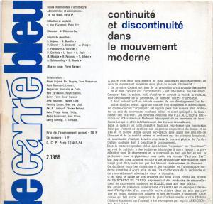 Le Carré Bleu. Feuille internationale d architecture. 1968. No. 2. Continuité et discontinuité da...