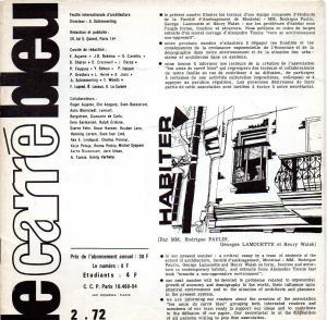 Le Carré Bleu. Feuille internationale d architecture. 1972. No. 2.