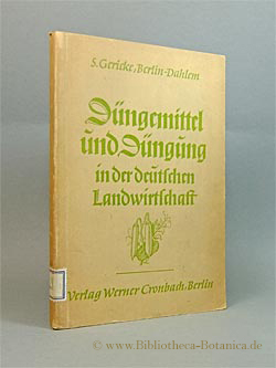 Bild des Verkufers fr Dngemittel und Dngung in der deutschen Landwirtschaft. zum Verkauf von Bibliotheca Botanica
