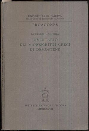 Bild des Verkufers fr Inventario dei manoscritti greci di Demostene. zum Verkauf von Antiquariat Dwal