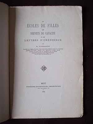 Des écoles de filles des brevets de capacité et des lettres d'obédience