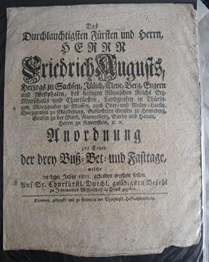 Des durchlauchtigsten Fürsten und Herrn, Herrn Friedrich Augusts, Herzog zu Sachsen, Jülich, Clev...