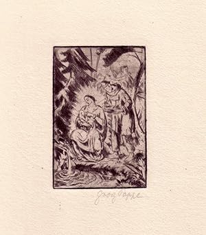 Bild des Verkufers fr Die heilige Familie. Original-Radierung von Georg Poppe, rechts unterhalb der Darstellung mit Bleistift signiert. zum Verkauf von Antiquariat Reinhold Pabel