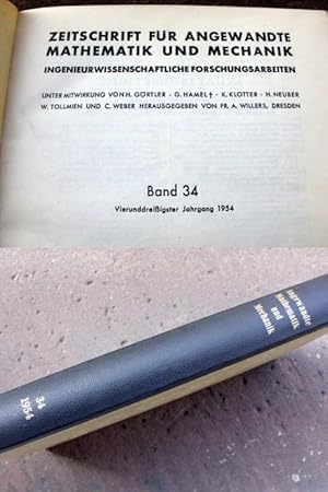 Immagine del venditore per Zeitschrift fr angewandte Mathematik und Mechanik. Ingenieurwissenschaftliche Forschungsarbeiten. Band 34, vierunddreiigster Jahrgang 1954. Erstausgabe. venduto da Versandantiquariat Abendstunde