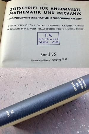 Immagine del venditore per Zeitschrift fr angewandte Mathematik und Mechanik. Ingenieurwissenschaftliche Forschungsarbeiten. Band 35, fnfunddreiigster Jahrgang 1955. Erstausgabe. venduto da Versandantiquariat Abendstunde