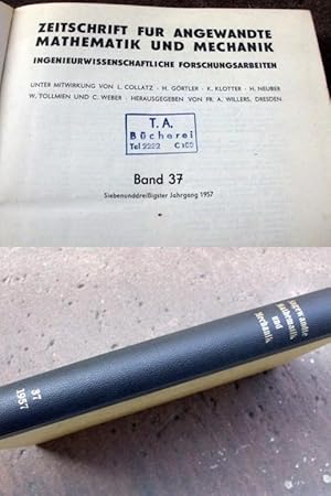 Immagine del venditore per Zeitschrift fr angewandte Mathematik und Mechanik. Ingenieurwissenschaftliche Forschungsarbeiten. Band 37, siebenunddreiigster Jahrgang 1957. Erstausgabe. venduto da Versandantiquariat Abendstunde