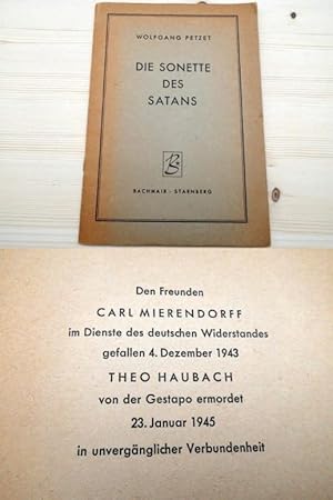 Seller image for Die Sonette des Satans. Erstausgabe. for sale by Versandantiquariat Abendstunde