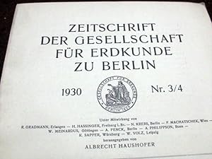 Seller image for Zeitschrift der Gesellschaft fr Erdkunde zu Berlin Nr. 3/4 1930. Mit Abbildungen im Text und auf Tafeln. for sale by Versandantiquariat Abendstunde