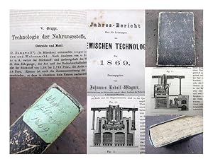 Bild des Verkufers fr Jahres-Bericht ber die Leistungen der chemischen Technologie fr 1869. Herausgegeben von Johannes Rudolf Wagner. Fnfzehnter Jahrgang. Mit 57 Holzschnitten. Erstausgabe. zum Verkauf von Versandantiquariat Abendstunde