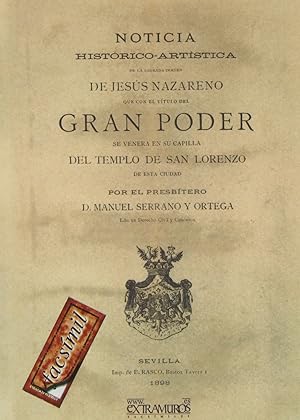 Seller image for Noticia historico artistica gran poder for sale by Imosver