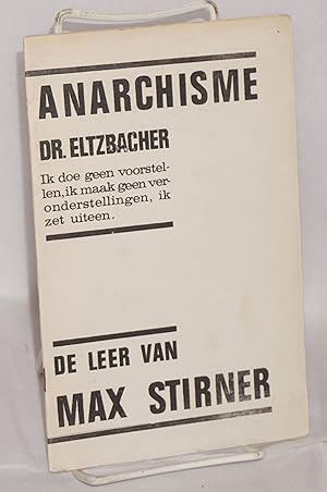 Seller image for Anarchisme: De Leer Van Max Stirner for sale by Bolerium Books Inc.