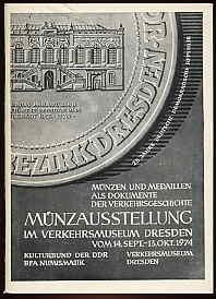 Münzen und Medaillien als Dokumente der Verkehrsgeschichte. Münzausstellung Bezirk Dresden 1974 i...