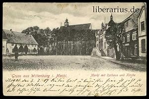 Gruss aus Wittenburg i. Meckl. Markt mit Rathaus und Kirche.