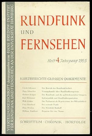 Rundfunk und Fernsehen. Vierteljahresschrift. Heft 4. Jahrgang 1955.