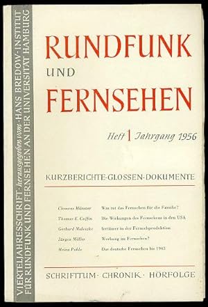 Rundfunk und Fernsehen. Vierteljahresschrift. Heft 1. Jahrgang 1956.