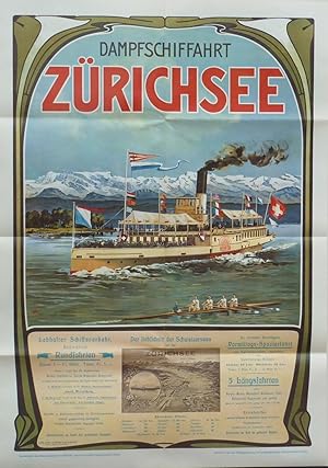 Dampfschiffahrt Zürichsee. Farbiger Reprint.