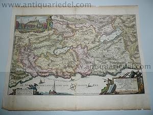 Israel, map, Vischer anno 1642, old colours