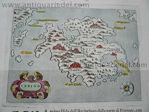 Bild des Verkufers fr Kythira-Cerigo, anno 1605, map, Porcacchi zum Verkauf von Hammelburger Antiquariat