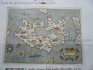 Immagine del venditore per Milos, anno 1605, map, Porcacchi T. venduto da Hammelburger Antiquariat