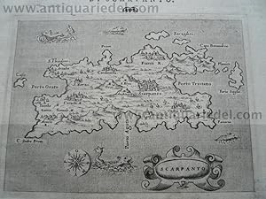 Immagine del venditore per Karpathos, anno 1605, map, Porcacchi T. venduto da Hammelburger Antiquariat