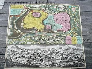 Jerusalem, Plan+Panorama, 1730, Seutter M., old colours