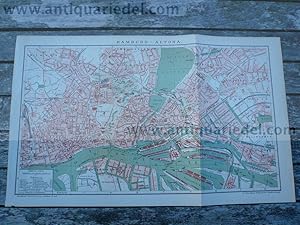 Hamburg, anno 1894, Brockhaus, Stadtplan, Blattmaß: 25x41 c