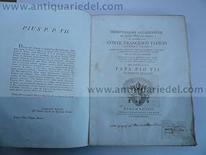 Bild des Verkufers fr Florio F., Dissertazioni accademiche., Roma anno 1816 zum Verkauf von Hammelburger Antiquariat