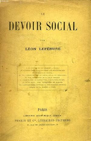 Seller image for LE DEVOIR SOCIAL for sale by Le-Livre