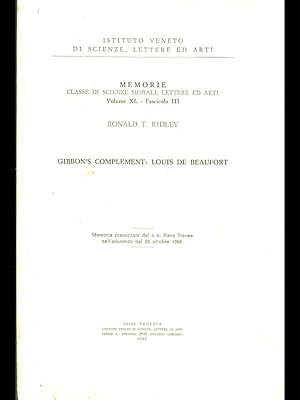 Bild des Verkufers fr gibbon's Complement: Louis De Beaufort zum Verkauf von Librodifaccia