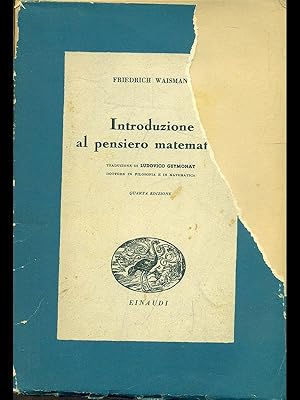 Bild des Verkufers fr Introduzione al pensiero matematico zum Verkauf von Librodifaccia