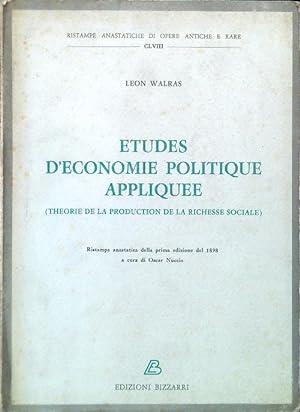Bild des Verkufers fr Etudes d'economie politique appliquee zum Verkauf von Librodifaccia