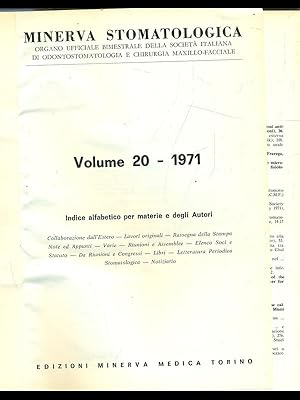 Bild des Verkufers fr Minerva Stomatologia 1971 zum Verkauf von Librodifaccia