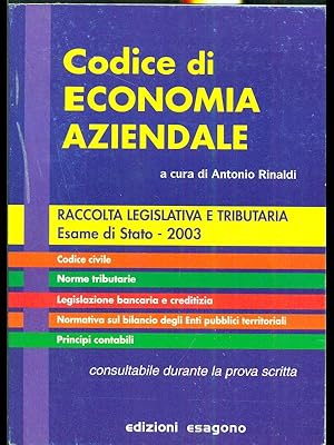 Imagen del vendedor de Codice di economia aziendale a la venta por Librodifaccia