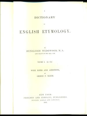 Bild des Verkufers fr A dictionary of English Etymology vol 1 (A-D) zum Verkauf von Librodifaccia
