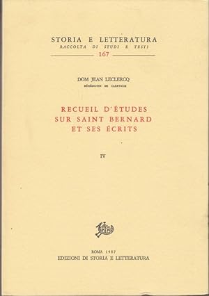 Bild des Verkufers fr Recueil d'etudes sur saint Bernard et ses ecrits. Vol.IV zum Verkauf von Librodifaccia