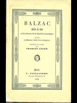 Bild des Verkufers fr Balzac mis a nu zum Verkauf von Librodifaccia