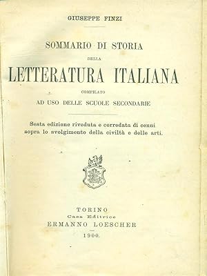 Seller image for Sommario di Storia della letteratura italiana for sale by Librodifaccia