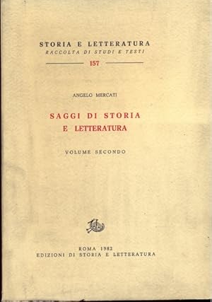 Bild des Verkufers fr Saggi di storia e letteratura zum Verkauf von Librodifaccia