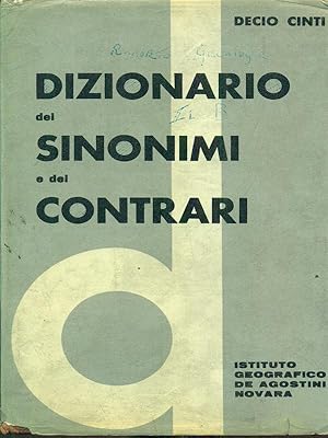 Bild des Verkufers fr Dizionario dei sinonimi e dei contrari zum Verkauf von Librodifaccia