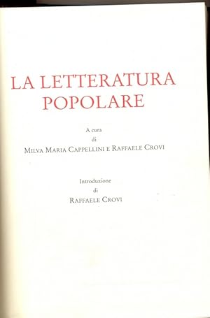 Bild des Verkufers fr La letteratura popolare zum Verkauf von Librodifaccia