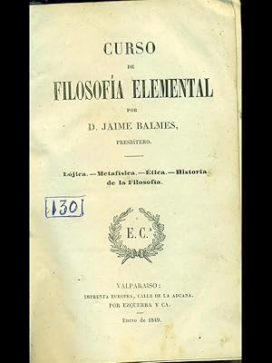 Bild des Verkufers fr Curso de filosofia elemental zum Verkauf von Librodifaccia