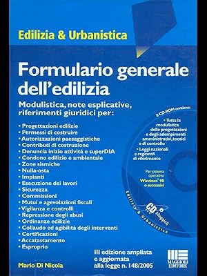 Bild des Verkufers fr Formulario generale dell'edilizia zum Verkauf von Librodifaccia