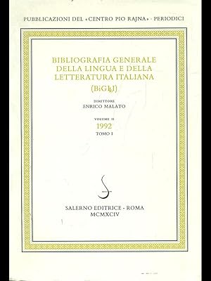 Bild des Verkufers fr Bibliografia generale della lingua e della letteratura italiana 1992 vol.2/1 zum Verkauf von Librodifaccia