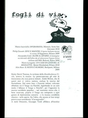 Bild des Verkufers fr Fogli di via n.2-3 novembre 2010 zum Verkauf von Librodifaccia