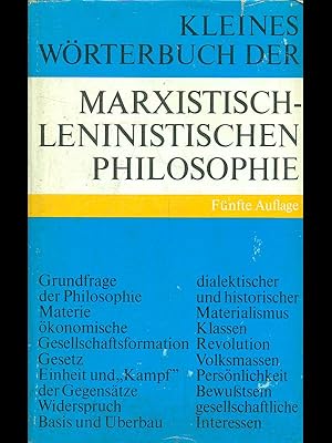 Bild des Verkufers fr Kleines worterbuch der marxistisch-leninistischen philosophie zum Verkauf von Librodifaccia