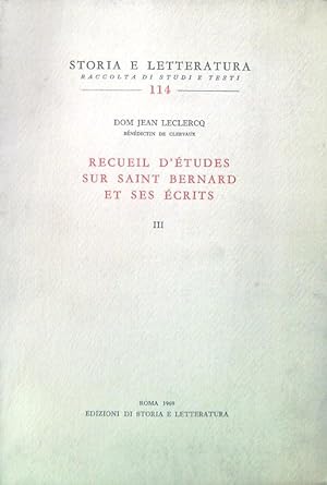 Bild des Verkufers fr Recueil d'etudes sur saint Bernard et ses ecrits Vol. III zum Verkauf von Librodifaccia