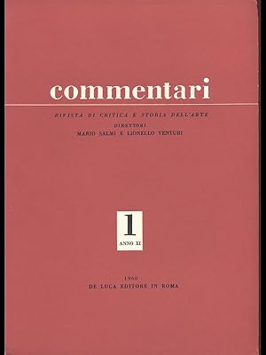 Imagen del vendedor de Commentari - rivista di critica e storia dell'arte 1 anno XI a la venta por Librodifaccia