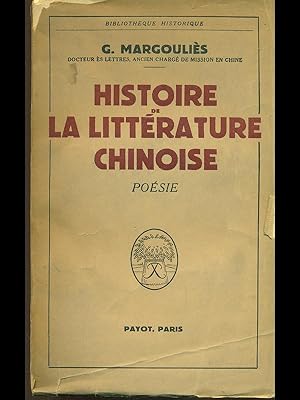 Bild des Verkufers fr Historie de la litterature chinoise zum Verkauf von Librodifaccia