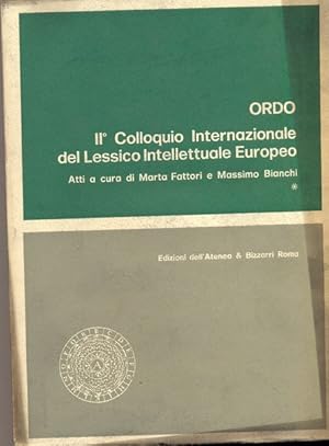 Bild des Verkufers fr Ordo II Colloquio Internazionale del Lessico Intellettuale Europeo zum Verkauf von Librodifaccia